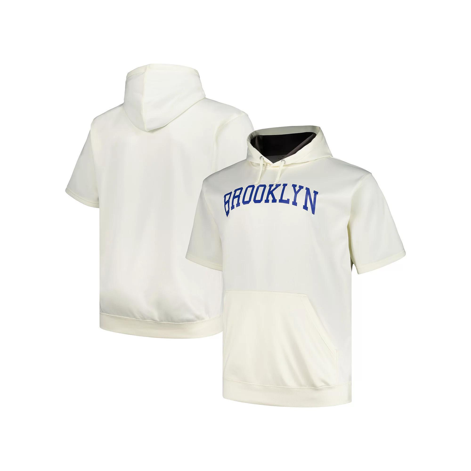 Men's Profile Oatmeal Brooklyn Dodgers Big & Tall Cooperstown Collection Contrast Short Sleeve Pullover Hoodie, Size: 4XLT, Mlb Team Product Image