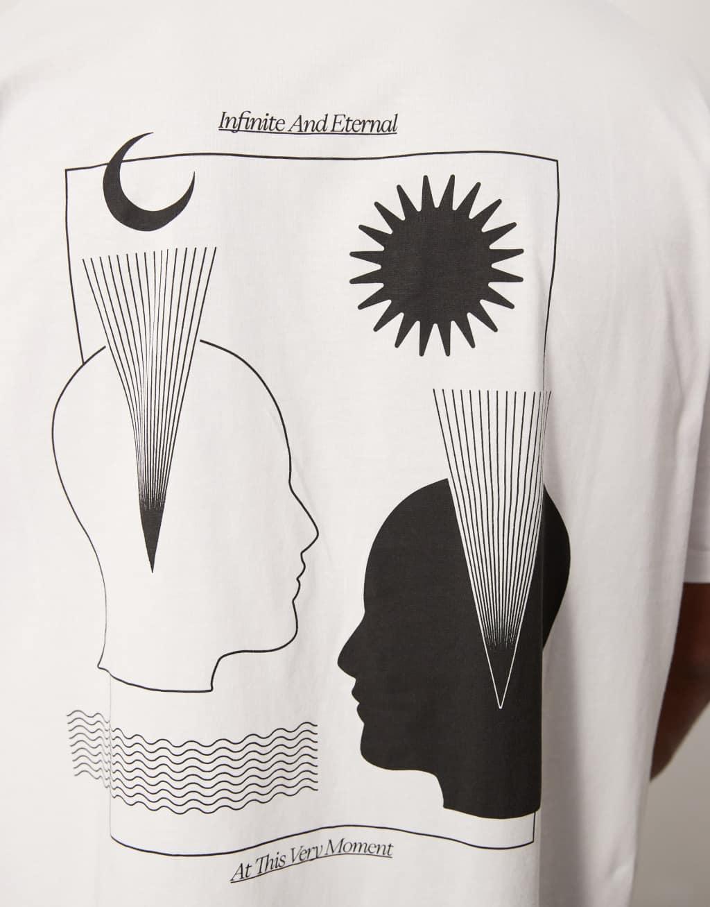 ASOS DESIGN oversized t-shirt with celestial back print in white Product Image