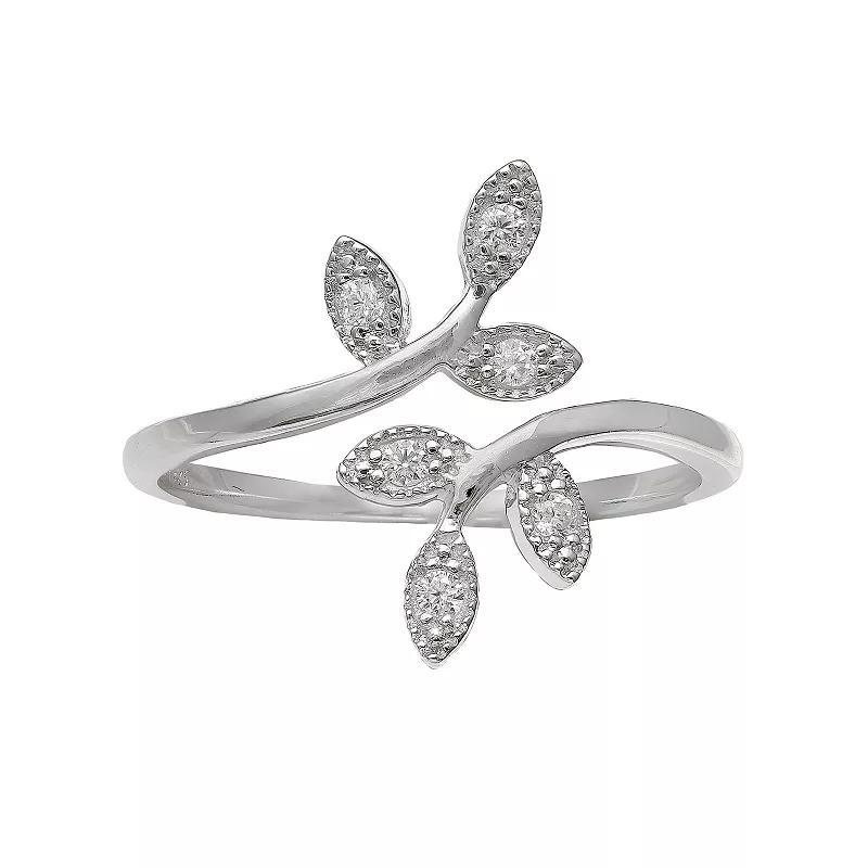 PRIMROSE Sterling Silver Cubic Zirconia Vine Bypass Ring, Women's, Size: 8 Product Image