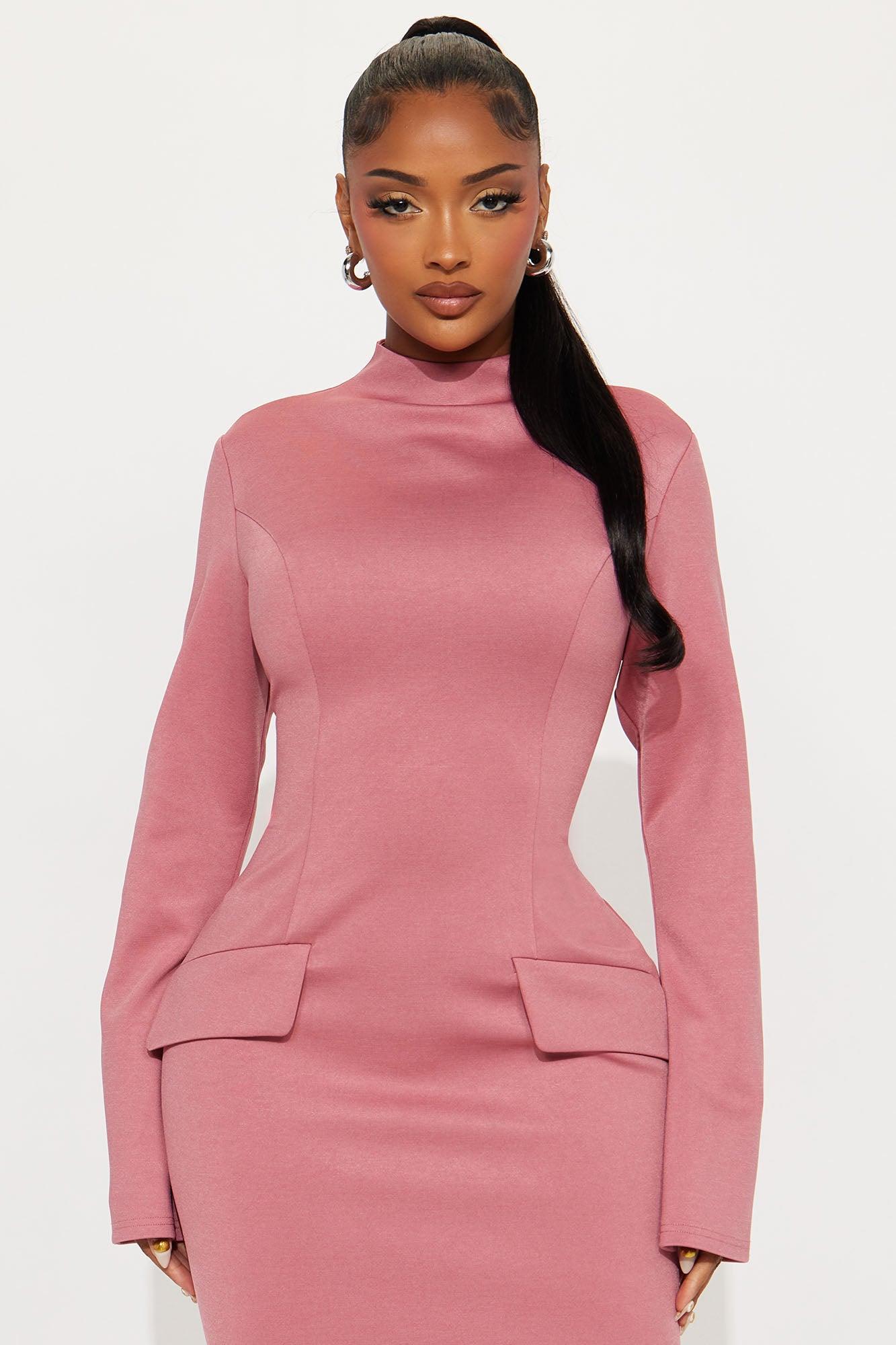 Above Average Ponte Midi Dress - Mauve Product Image