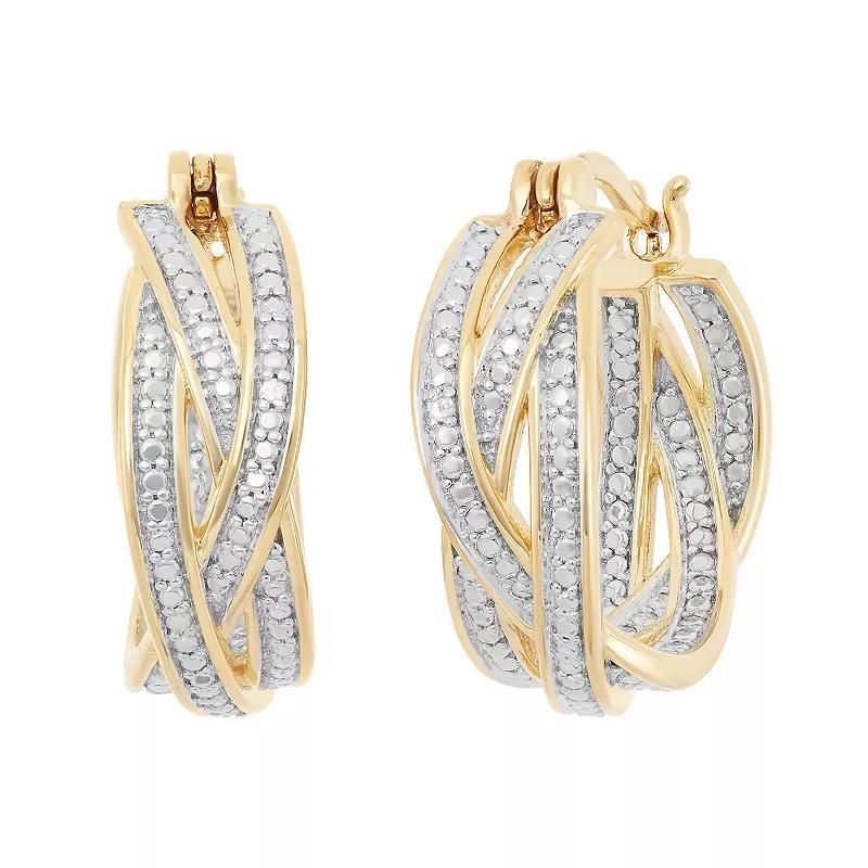 18k Gold Over Silver Crisscross Hoop Earrings, Women's, Yellow Product Image