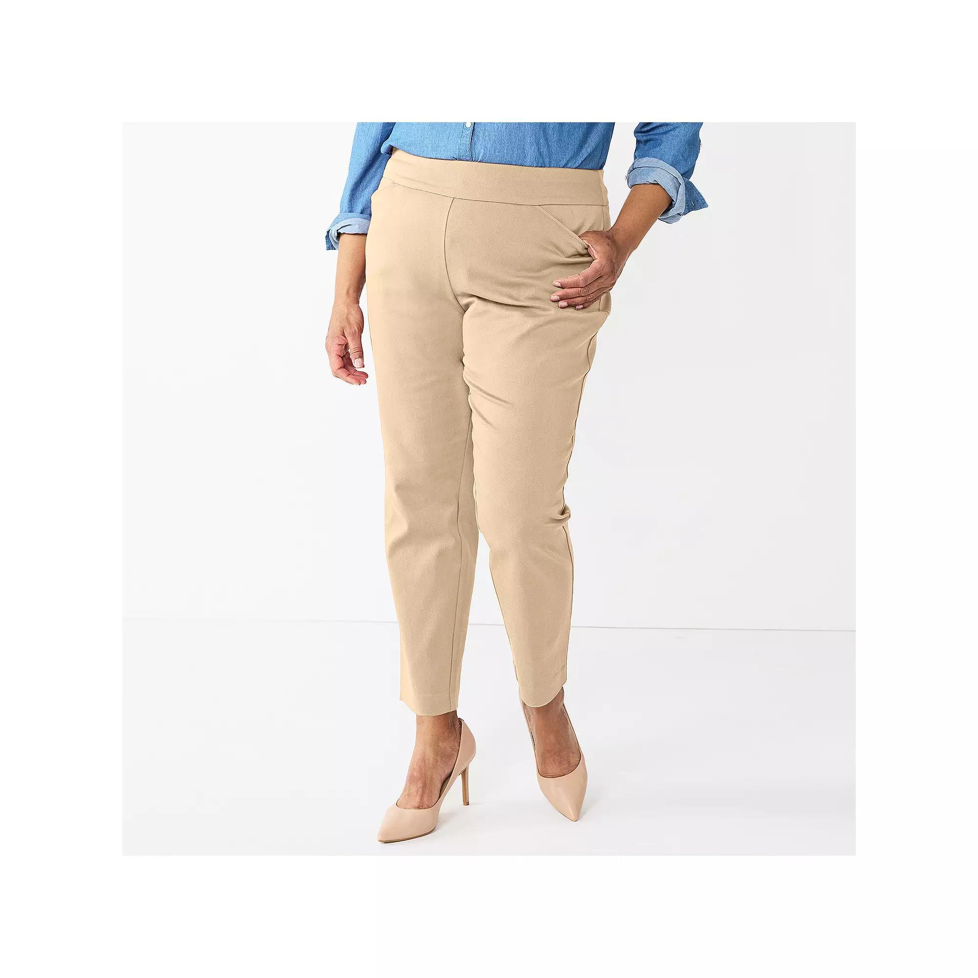 Plus Size Croft & Barrow® Effortless Stretch Pull-On Straight-Leg Pants, Women's, Size: 26 Tall, White Product Image
