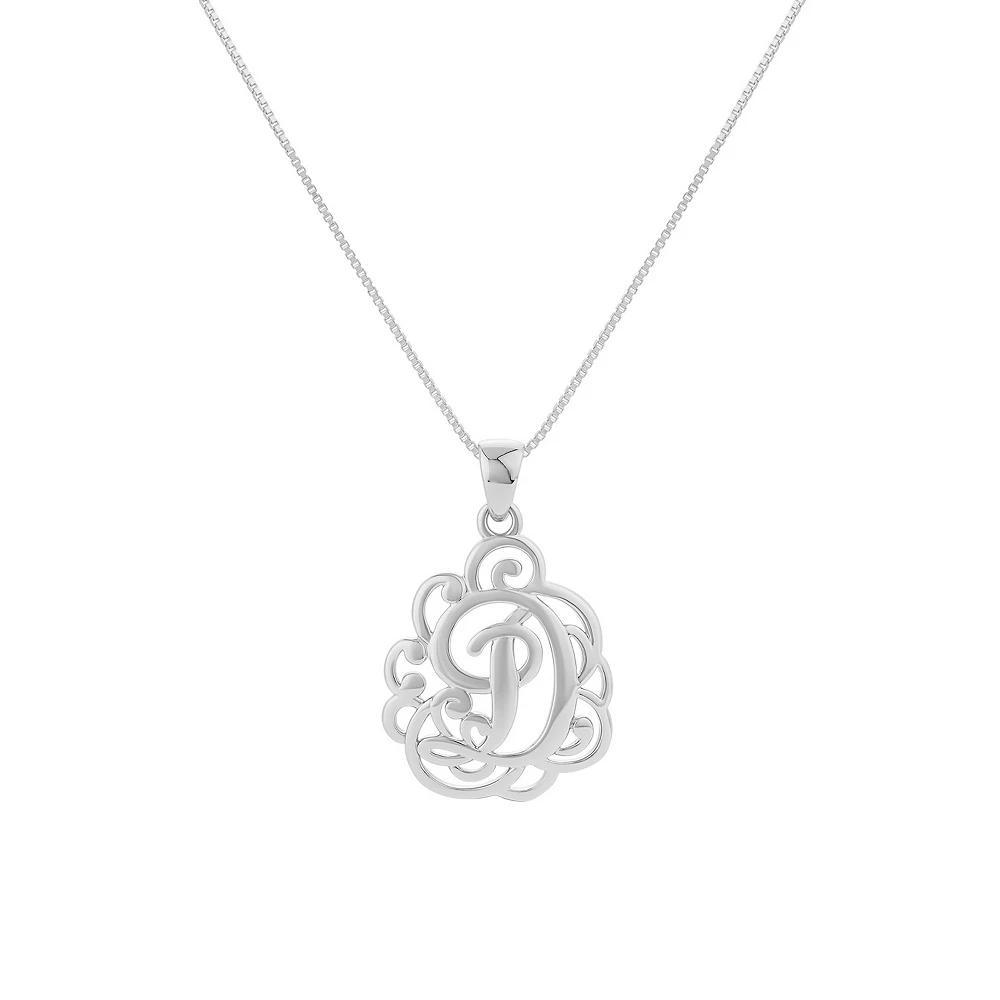 PRIMROSE Sterling Silver Monogram Initial Pendant Necklace, Women's, Size: 18", Silver Tone L Product Image