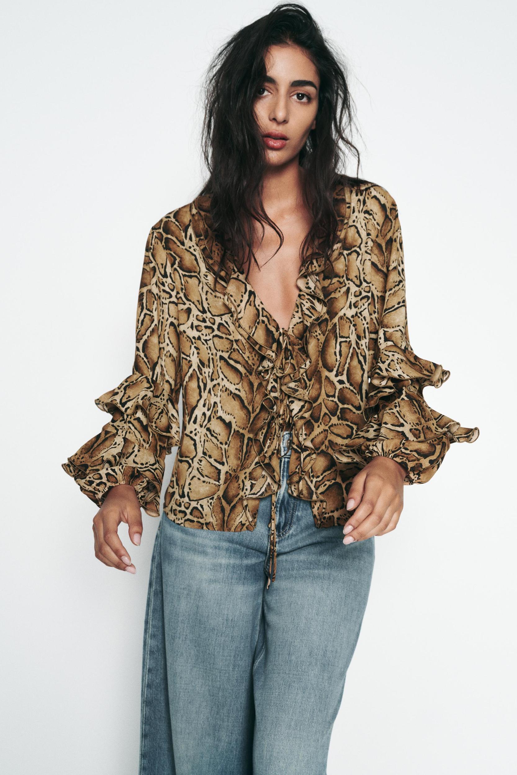 RUFFLED ANIMAL PRINT SHIRT Product Image