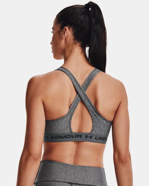 Under Armour Womens Armour Mid Crossback Heather Scoop Neck Sports Bra Product Image