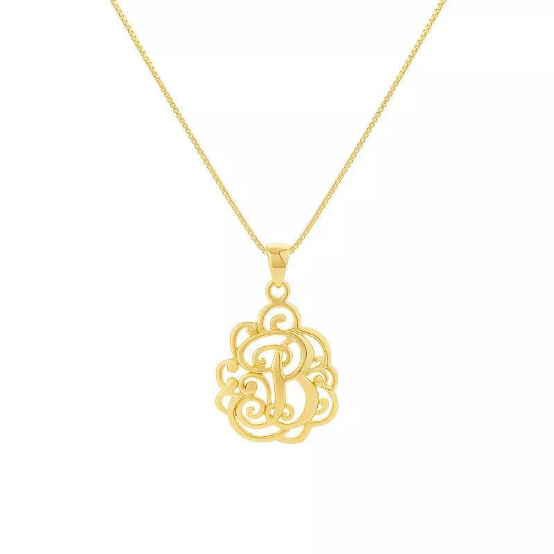 PRIMROSE Sterling Silver Monogram Initial Pendant Necklace, Women's, Size: 18", Gold Tone T Product Image