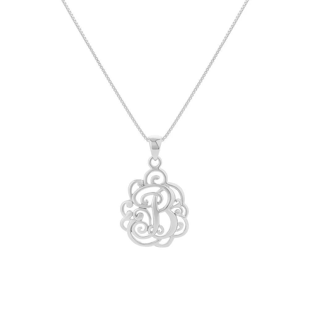 PRIMROSE Sterling Silver Monogram Initial Pendant Necklace, Women's, Size: 18", Silver Tone L Product Image