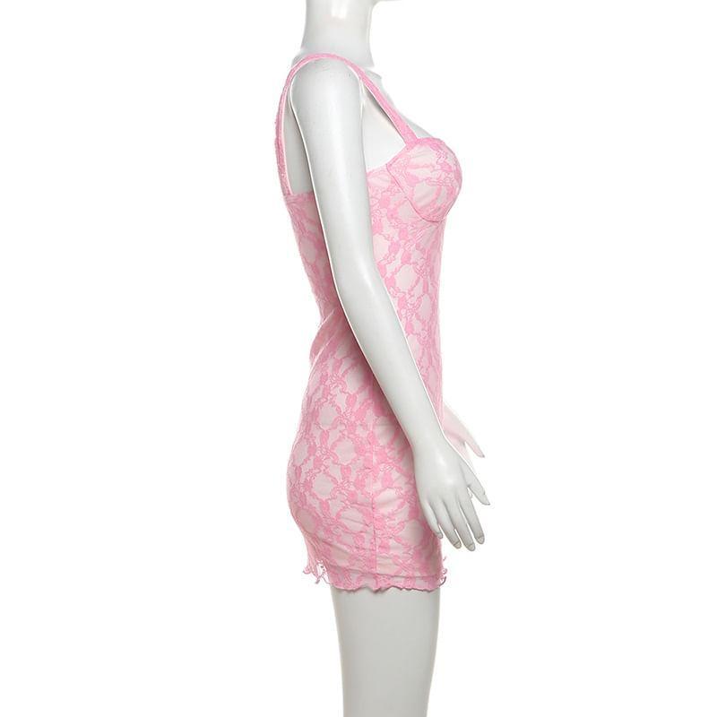 Sleeveless Lace Mini Bodycon Dress Product Image