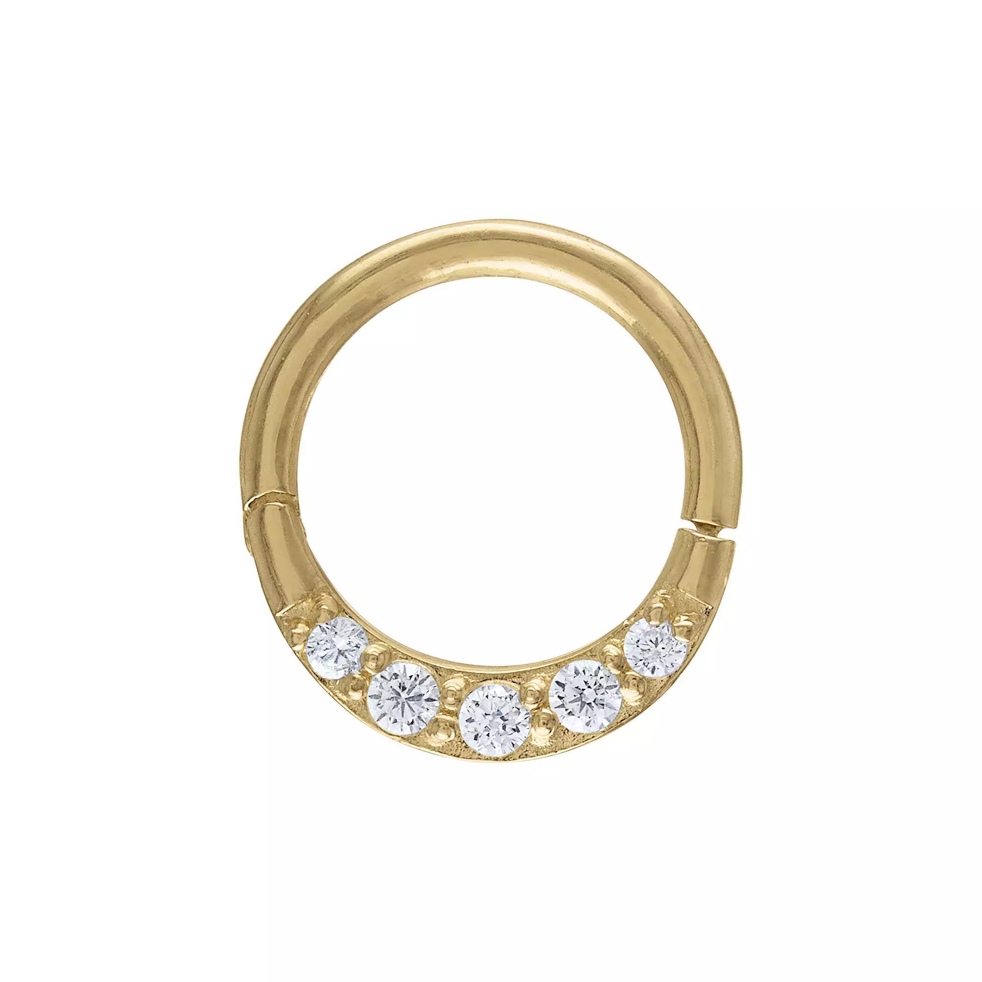 Amella Jewels 10k Gold Cubic Zirconia Septum Clicker Nose Ring, Women's, Yellow Product Image