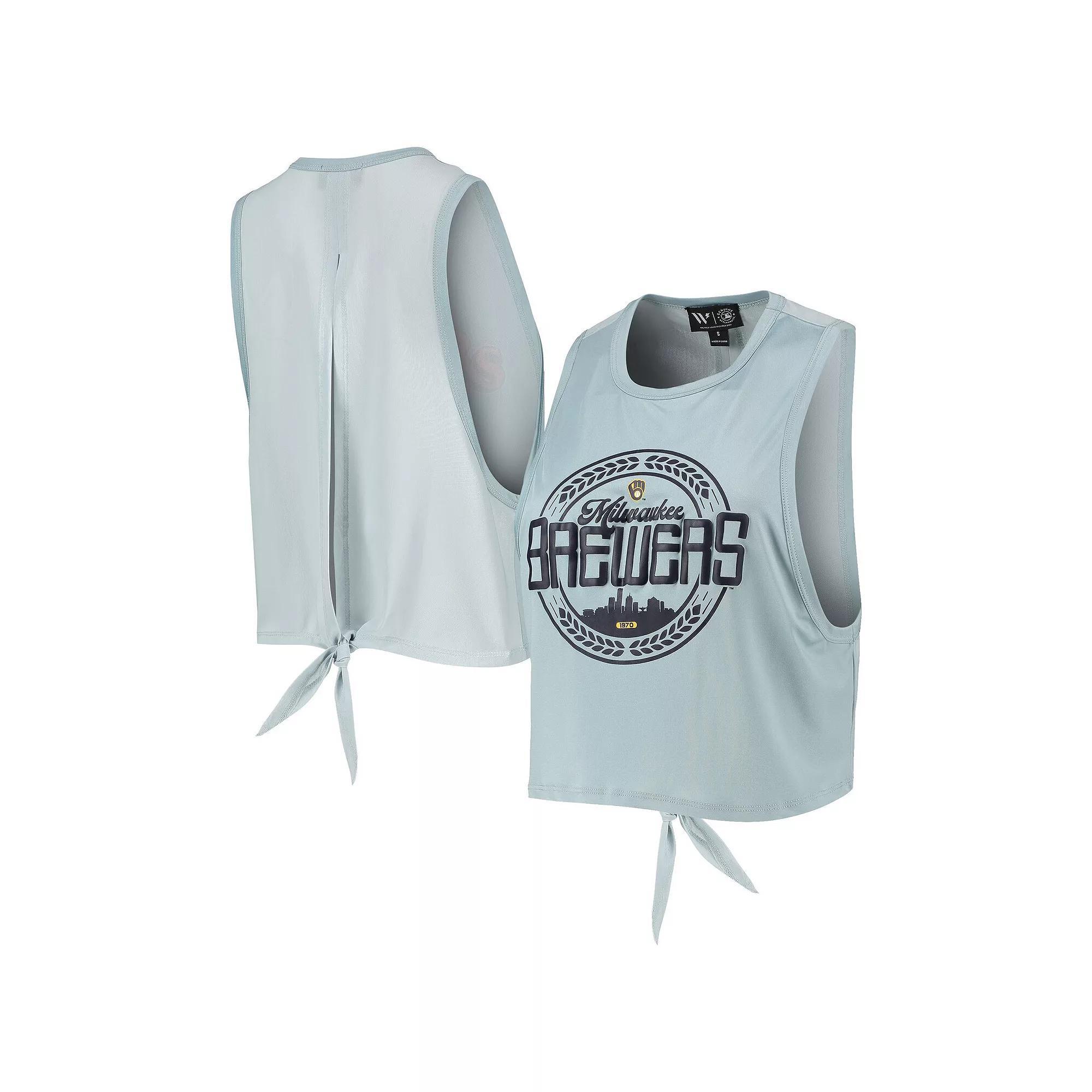 Women's The Wild Collective Light Blue Milwaukee Brewers Open Back Twist-Tie Tank Top, Size: XS Product Image