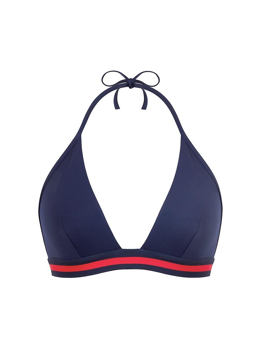Vilebrequin Women's Horizon Stripes Halter Bikini Top in Bleu Marine at Nordstrom, Size X-Small Product Image