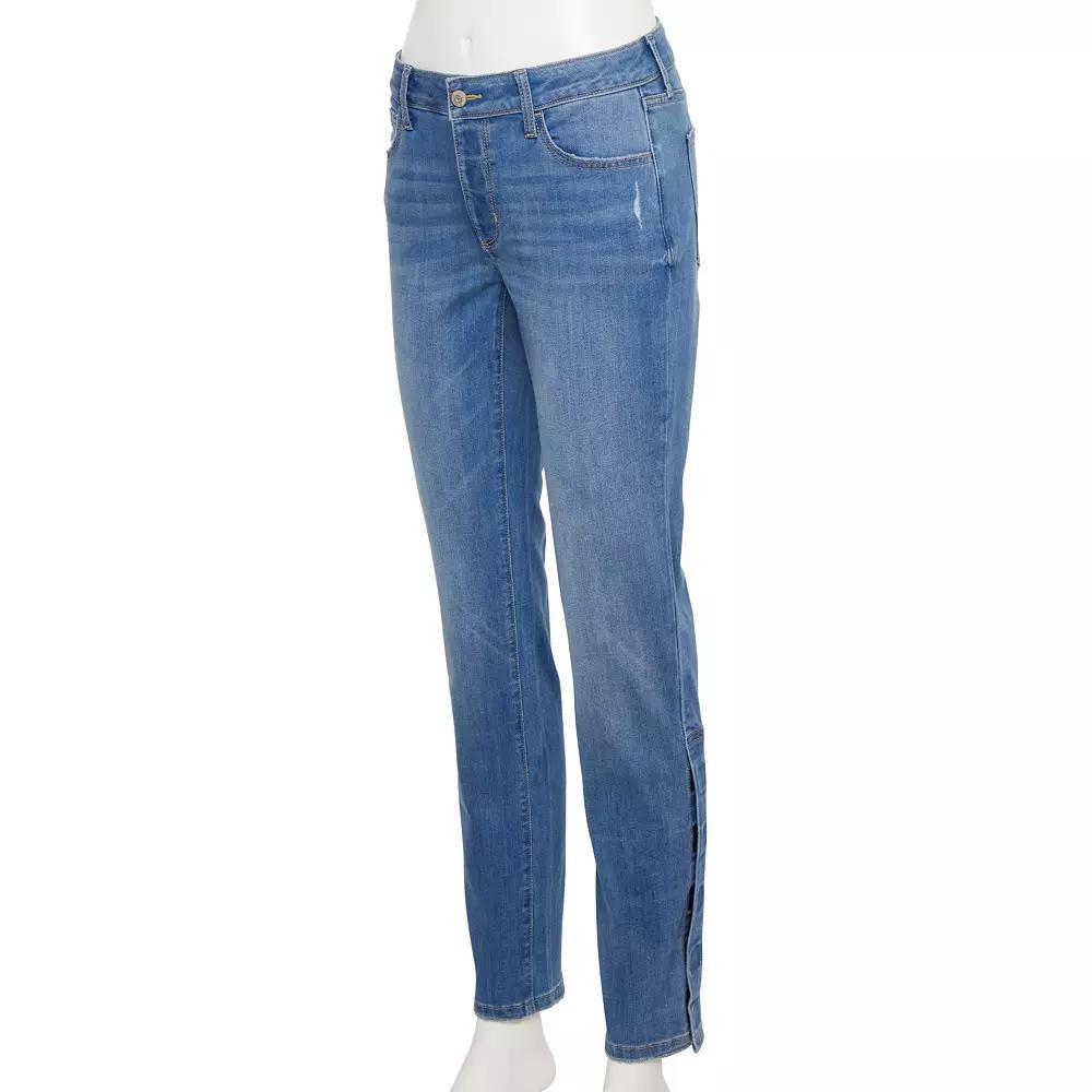 Women's Sonoma Goods For Life® Adaptive Easy Dressing Mid-Waisted Straight Leg Jeans, Size: 8, Medium Blue Product Image