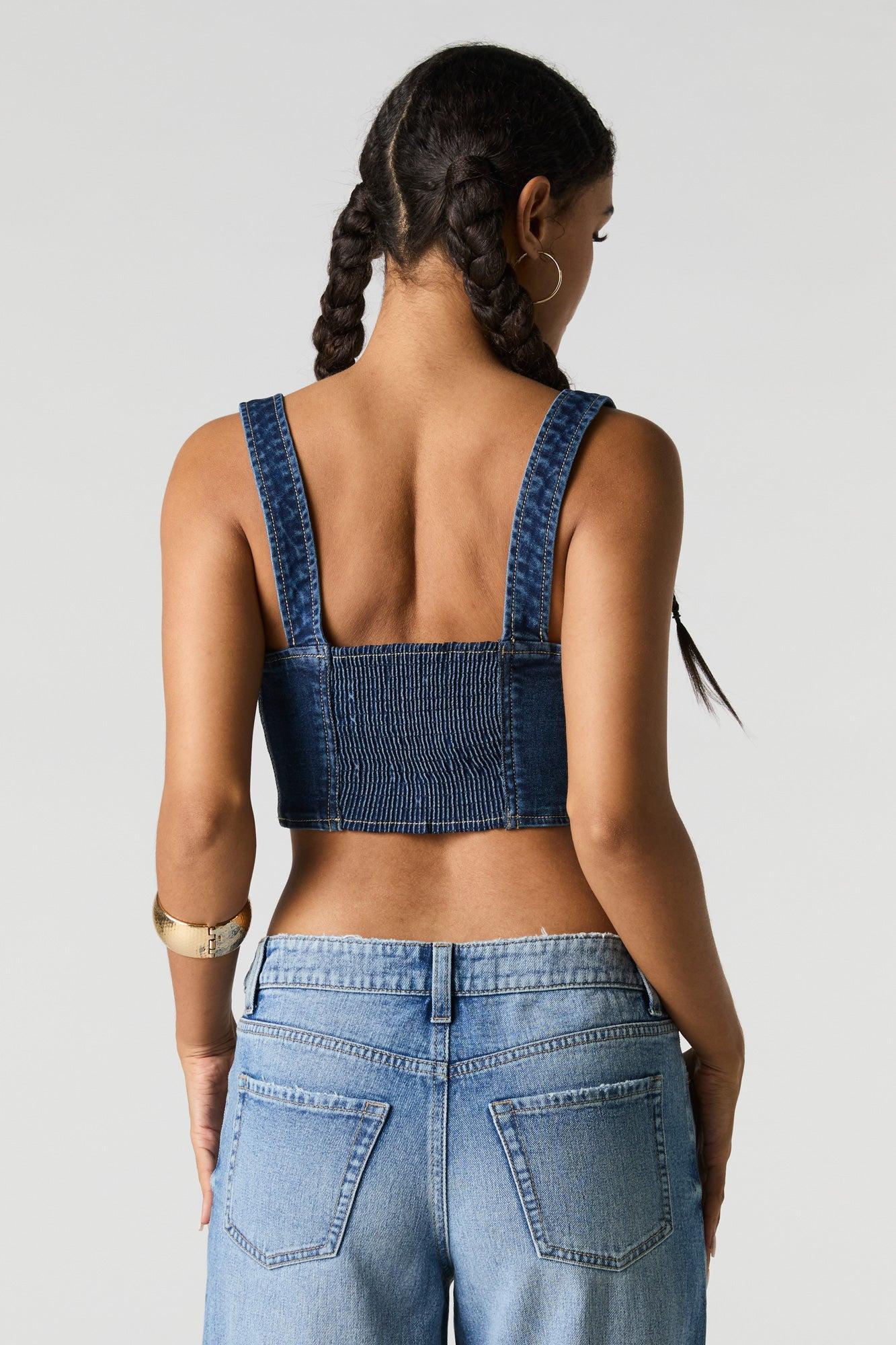 Denim Square Neck Corset Tank Female Product Image
