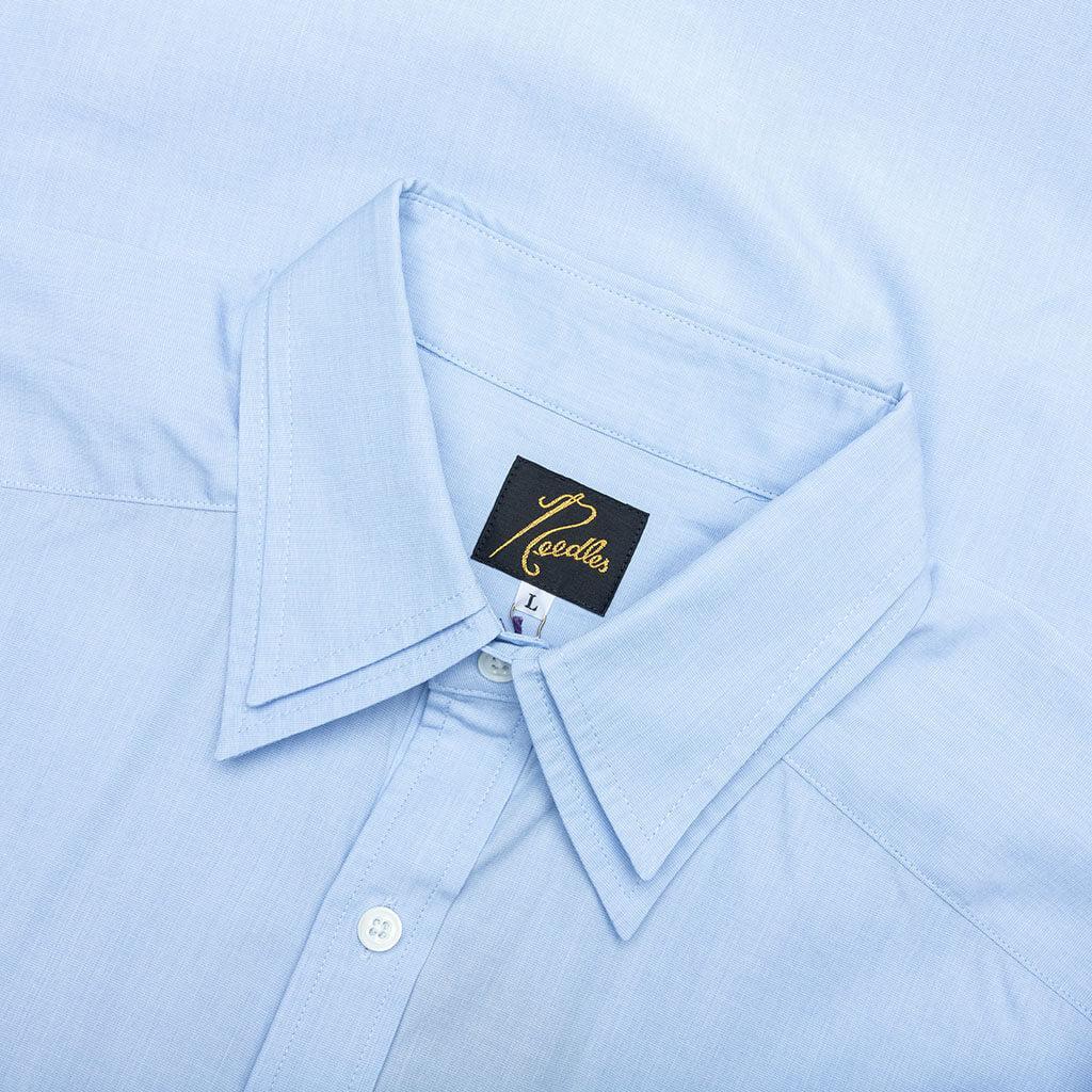 Double Regular Collar Shirt - Sax Blue Male Product Image