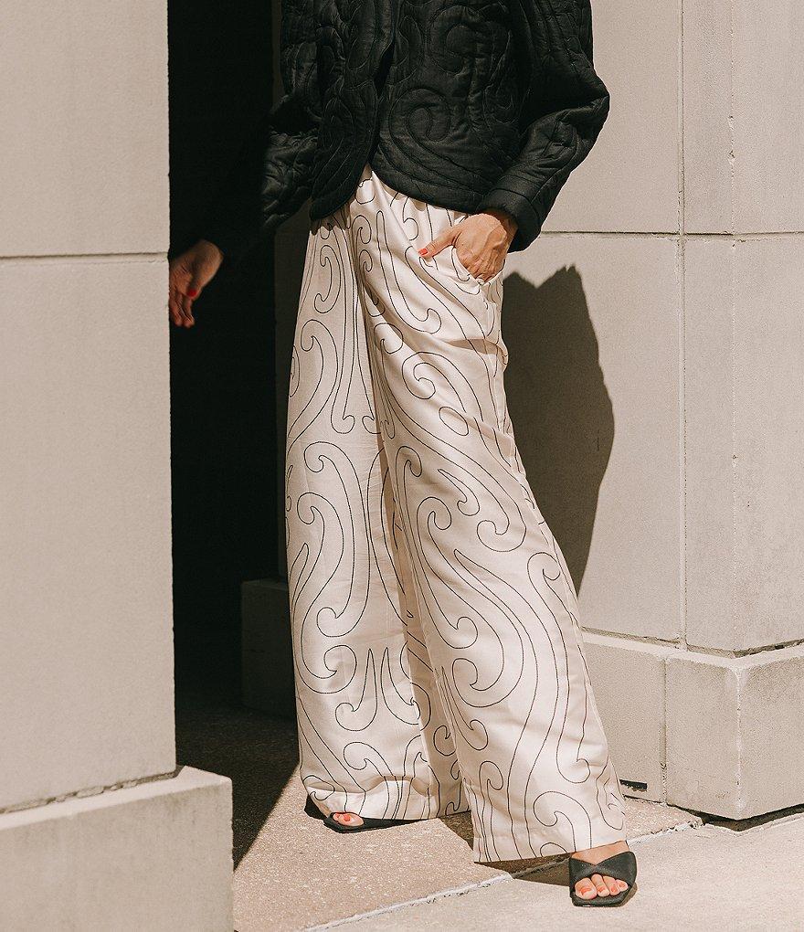 Antonio Melani x Elizabeth Damrich Dali Printed Satin Twill Flat Front Pant Product Image