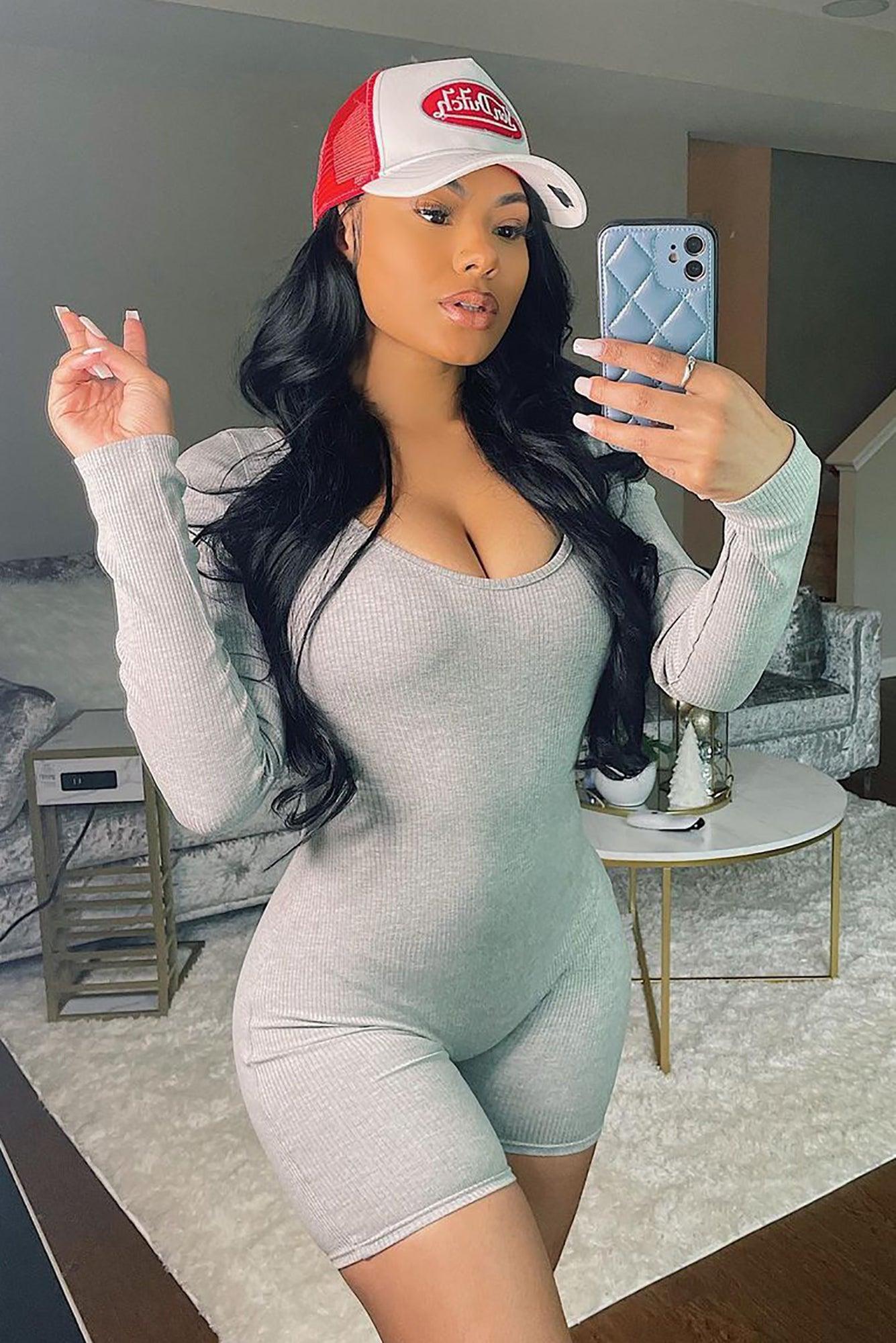 Daisy Snatched Romper - Heather Grey Product Image
