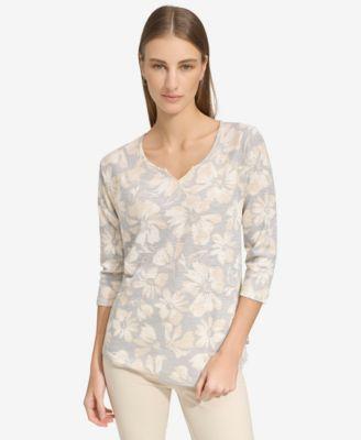 Andrew Marc Sport Womens 3/4-Sleeve Waffle-Knit Tee Product Image