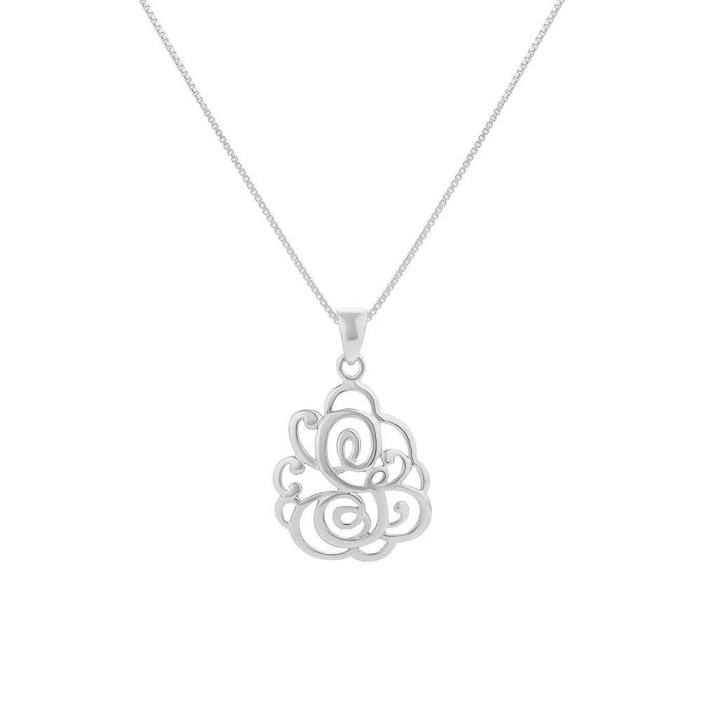 PRIMROSE Sterling Silver Monogram Initial Pendant Necklace, Women's, Size: 18", Silver Tone F Product Image