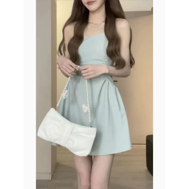 Spaghetti Strap Plain A-Line Dress (Various Designs) Product Image