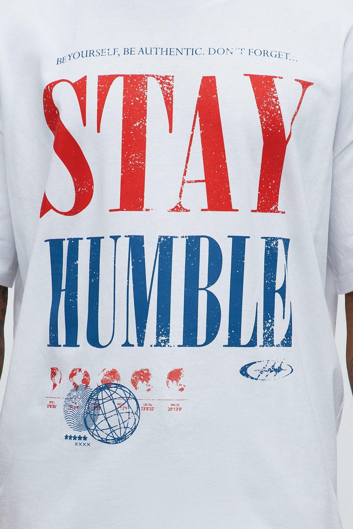 Stay Humble Oversized Short Sleeve Tee - White Product Image