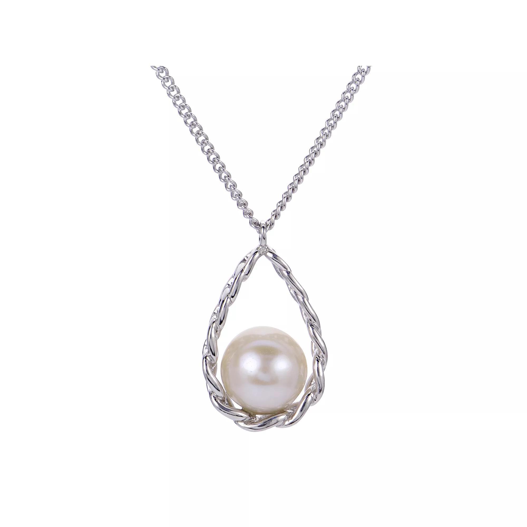 PearLustre by Imperial Sterling Silver Cultured Pearl Chain Teardrop Pendant Necklace, Womens Product Image