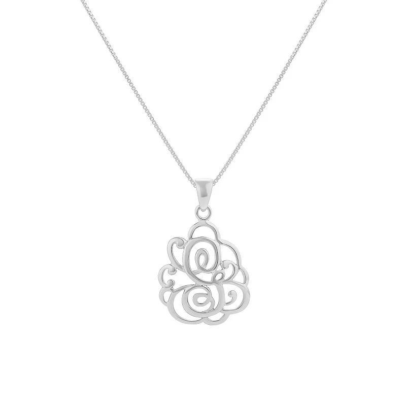PRIMROSE Sterling Silver Monogram Initial Pendant Necklace, Women's, Size: 18", Silver Tone F Product Image