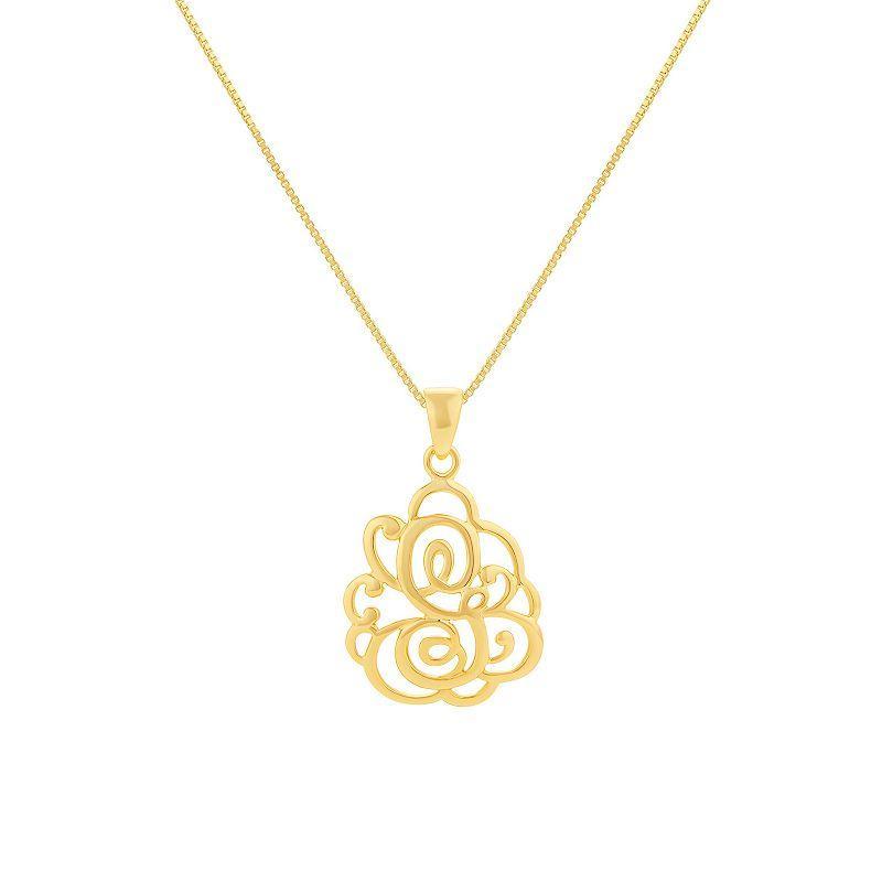 PRIMROSE Sterling Silver Monogram Initial Pendant Necklace, Women's, Size: 18", Gold Tone T Product Image