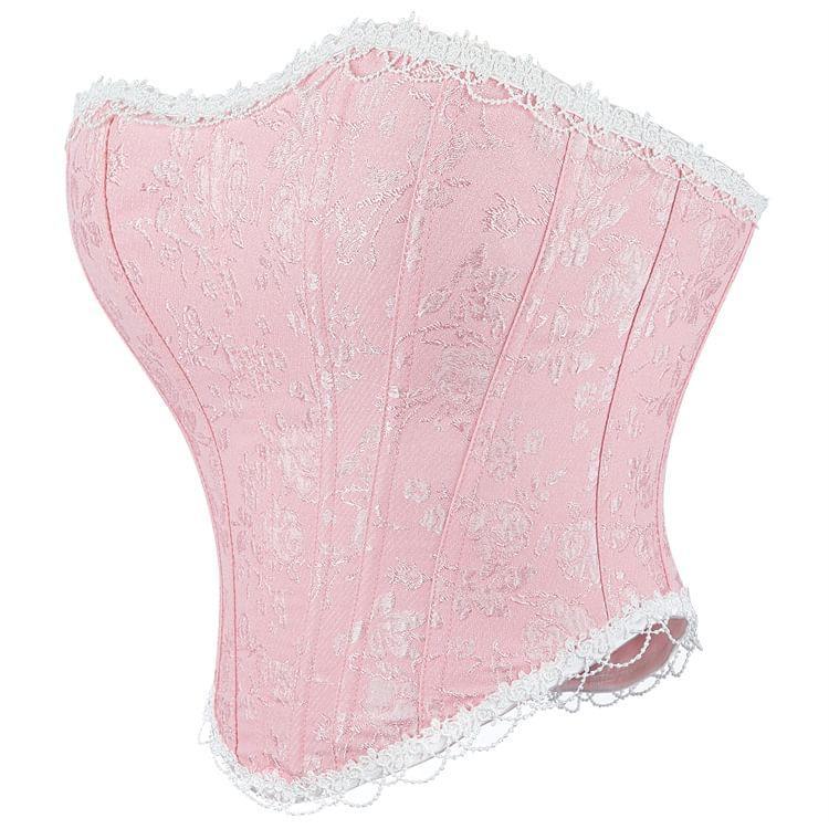 Floral Embroidered Lace Trim Bustier Top Product Image