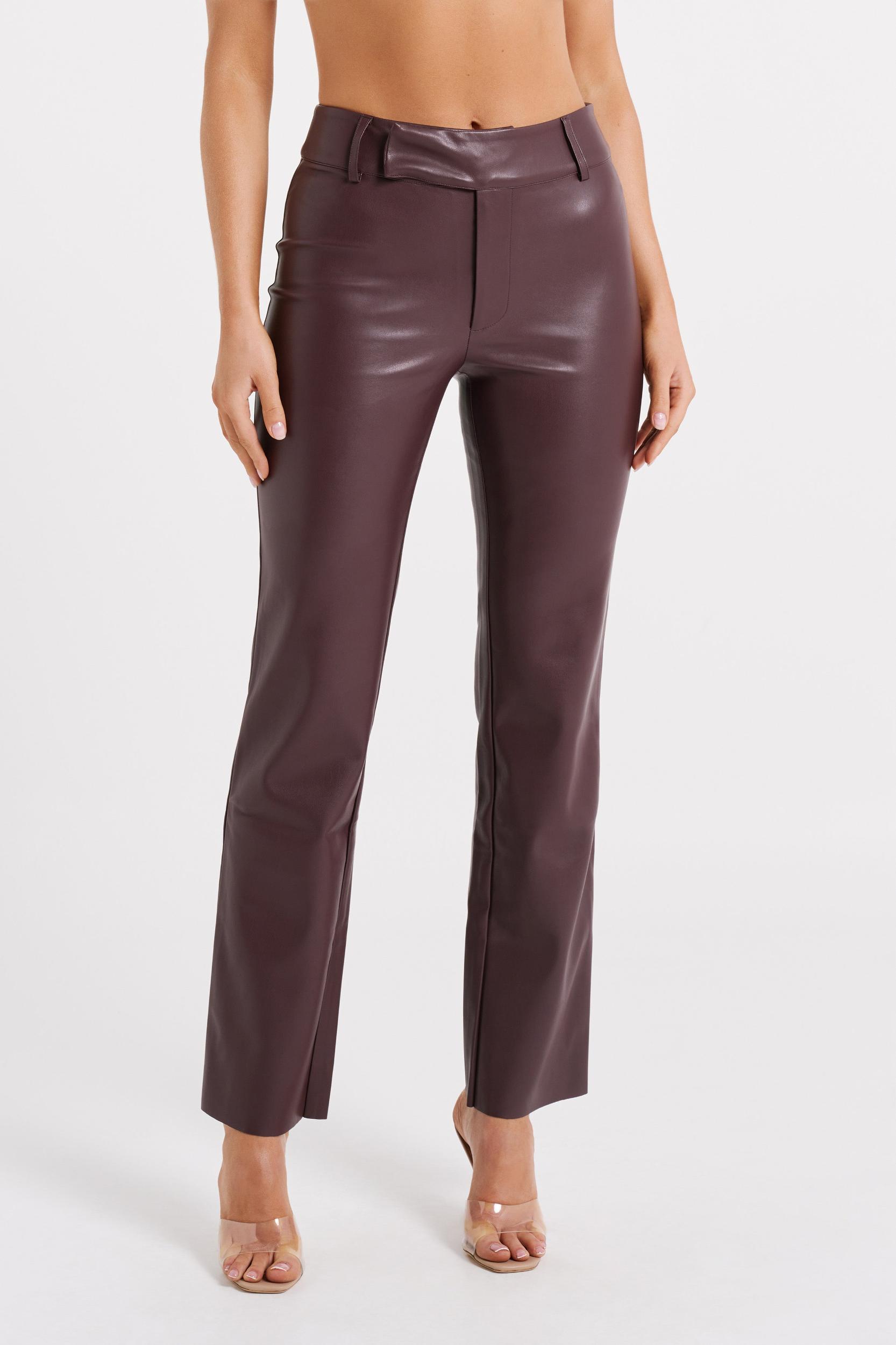 Laurette Faux Leather Straight Leg Pant - Dark Chocolate Product Image