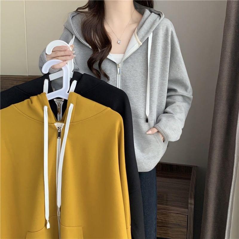 Drawstring Zip Hoodie Product Image