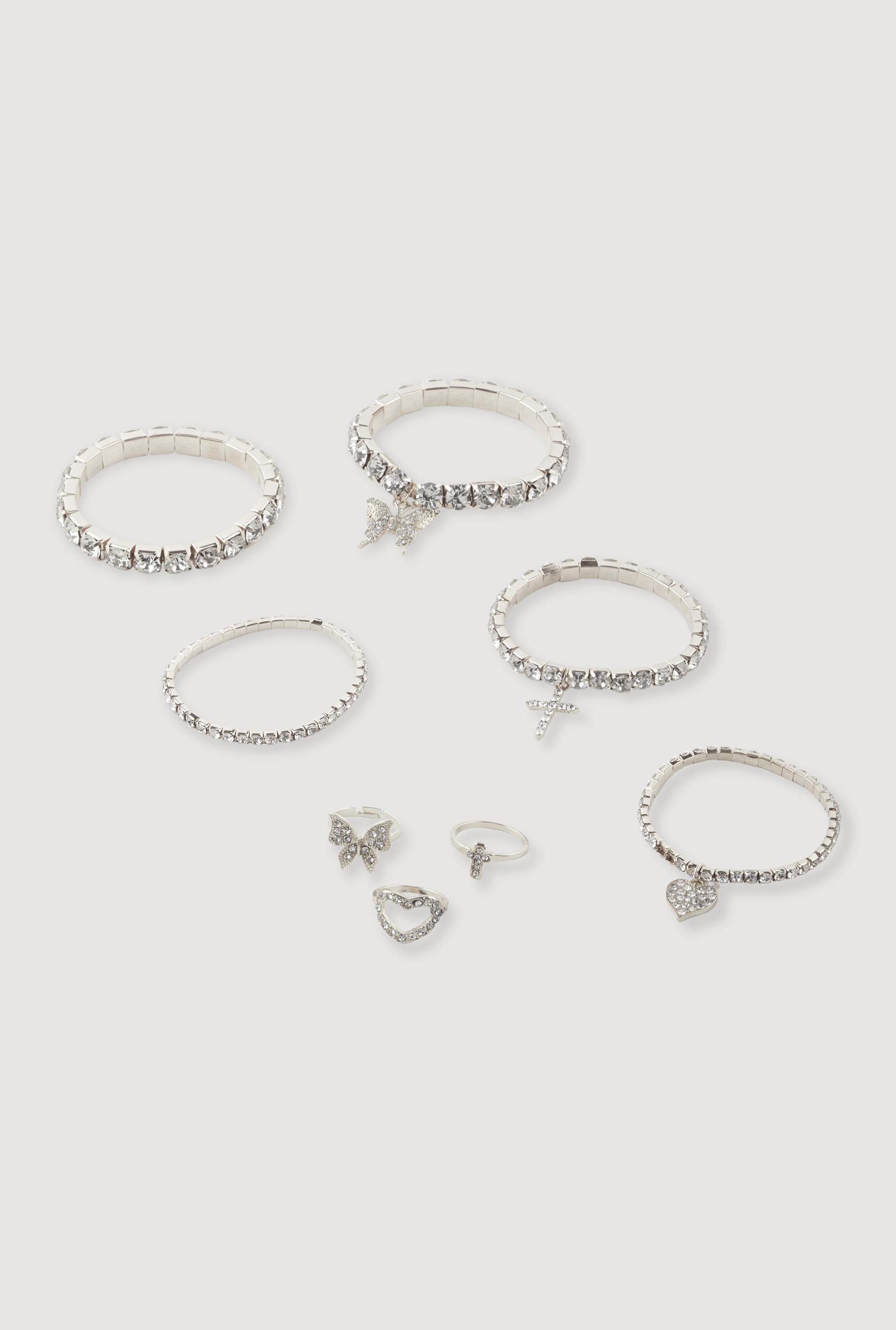 Cubic Zirconia Charm Stretch Bracelets with Rings Female Product Image