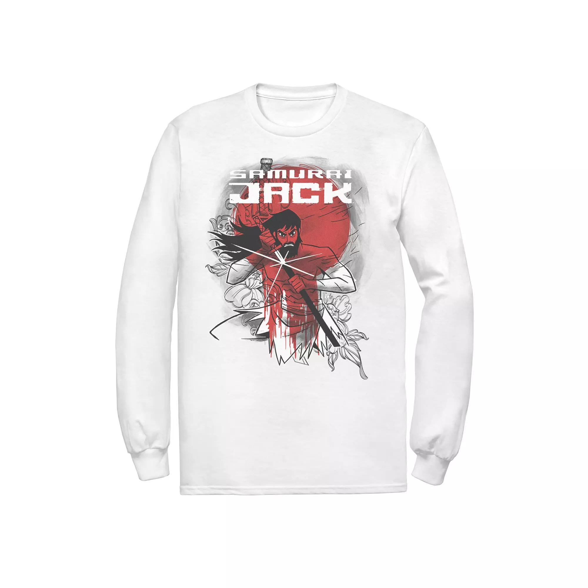 Men's Cartoon Network Samurai Jack Wounded Warrior Fights Again Long Sleeve Tee, Size: XXL, White Product Image