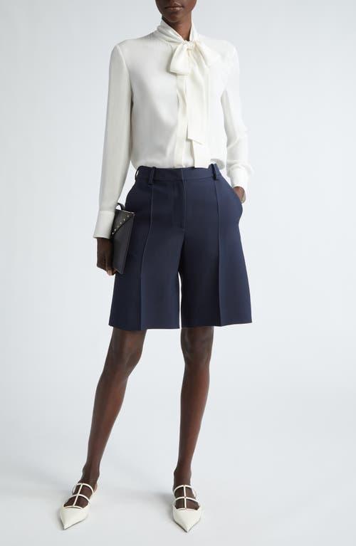 VALENTINO Garavani Tailored Crepe Couture Bermuda Shorts In Navy Product Image