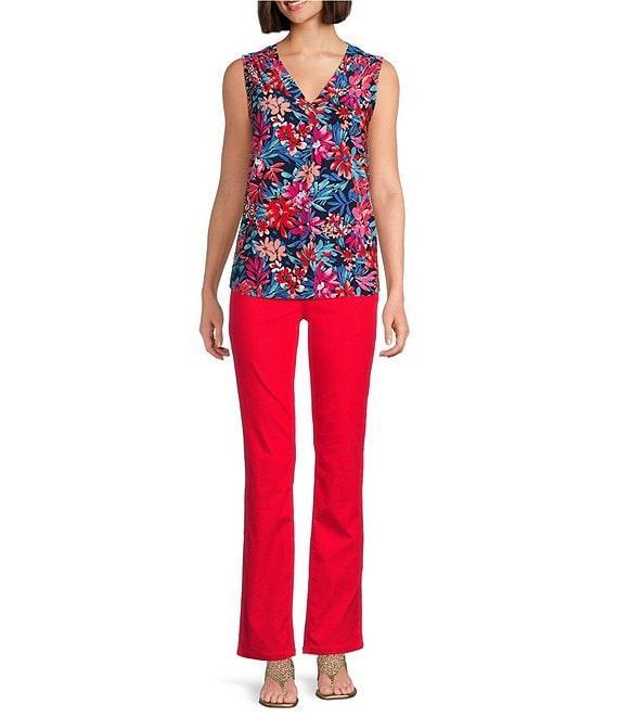 Jones New York Floral Printed Pleat Front Sleeveless Shell Product Image
