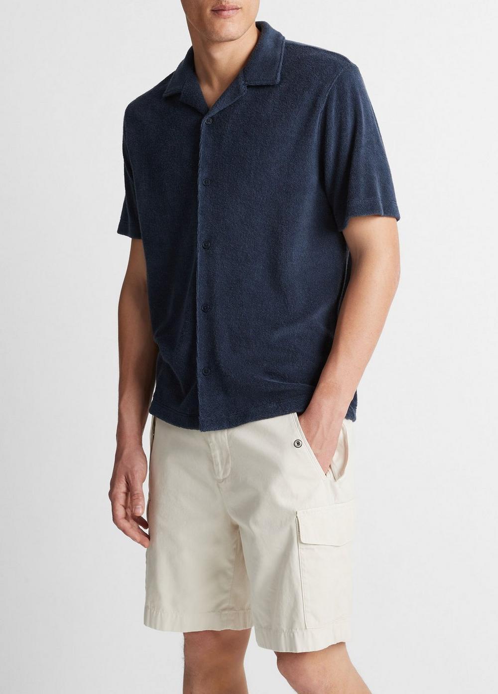 Mens Pima Cotton Terry Cabana Shirt, Night Navy, Size S Vince Product Image