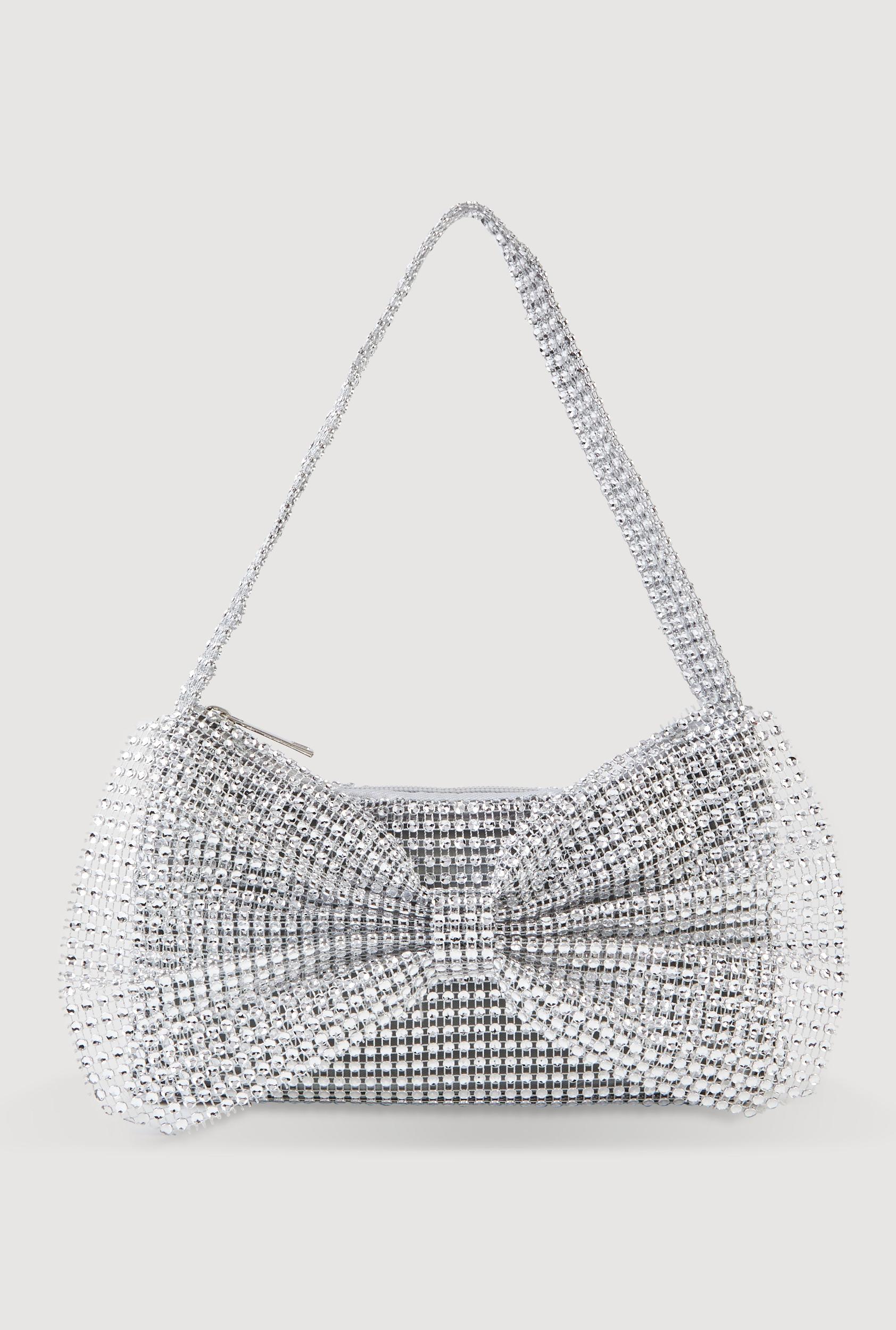 Rhinestone Studded Mesh Bow Handbag Female Product Image