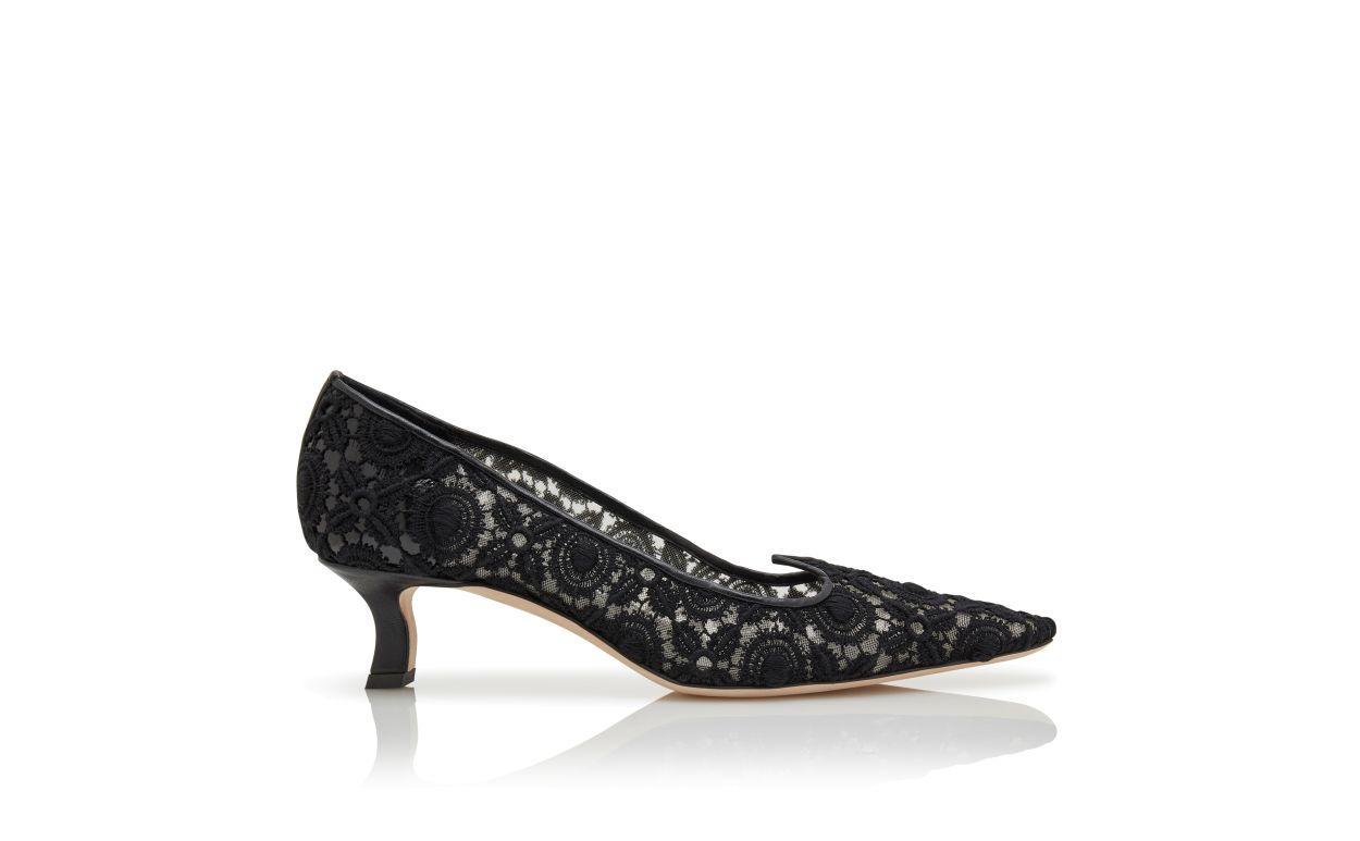 EURIDI Black Lace Pointed Toe Pumps Product Image