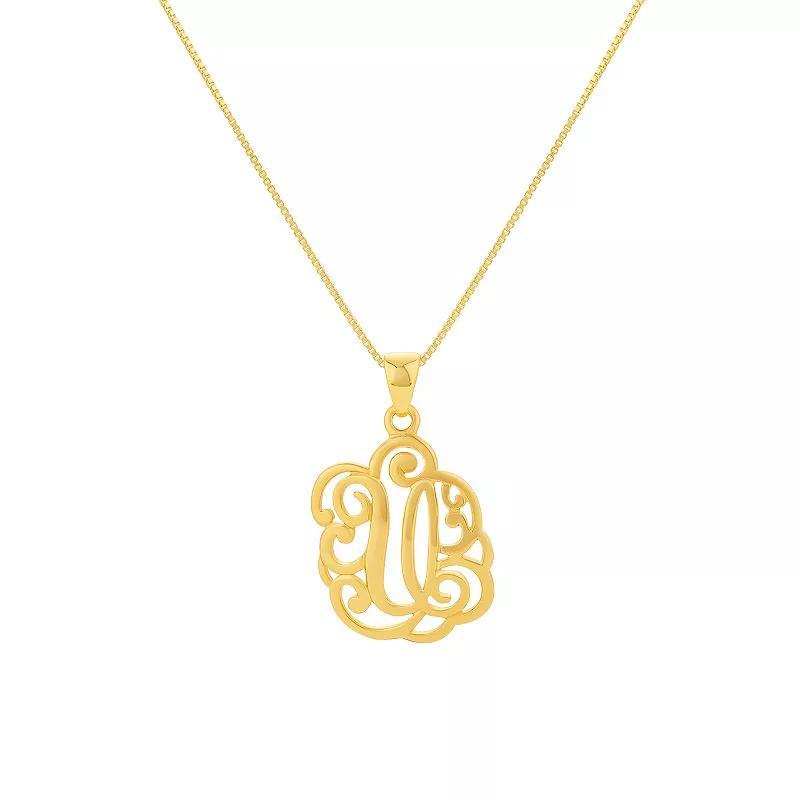 PRIMROSE Sterling Silver Monogram Initial Pendant Necklace, Women's, Size: 18", Gold Tone T Product Image