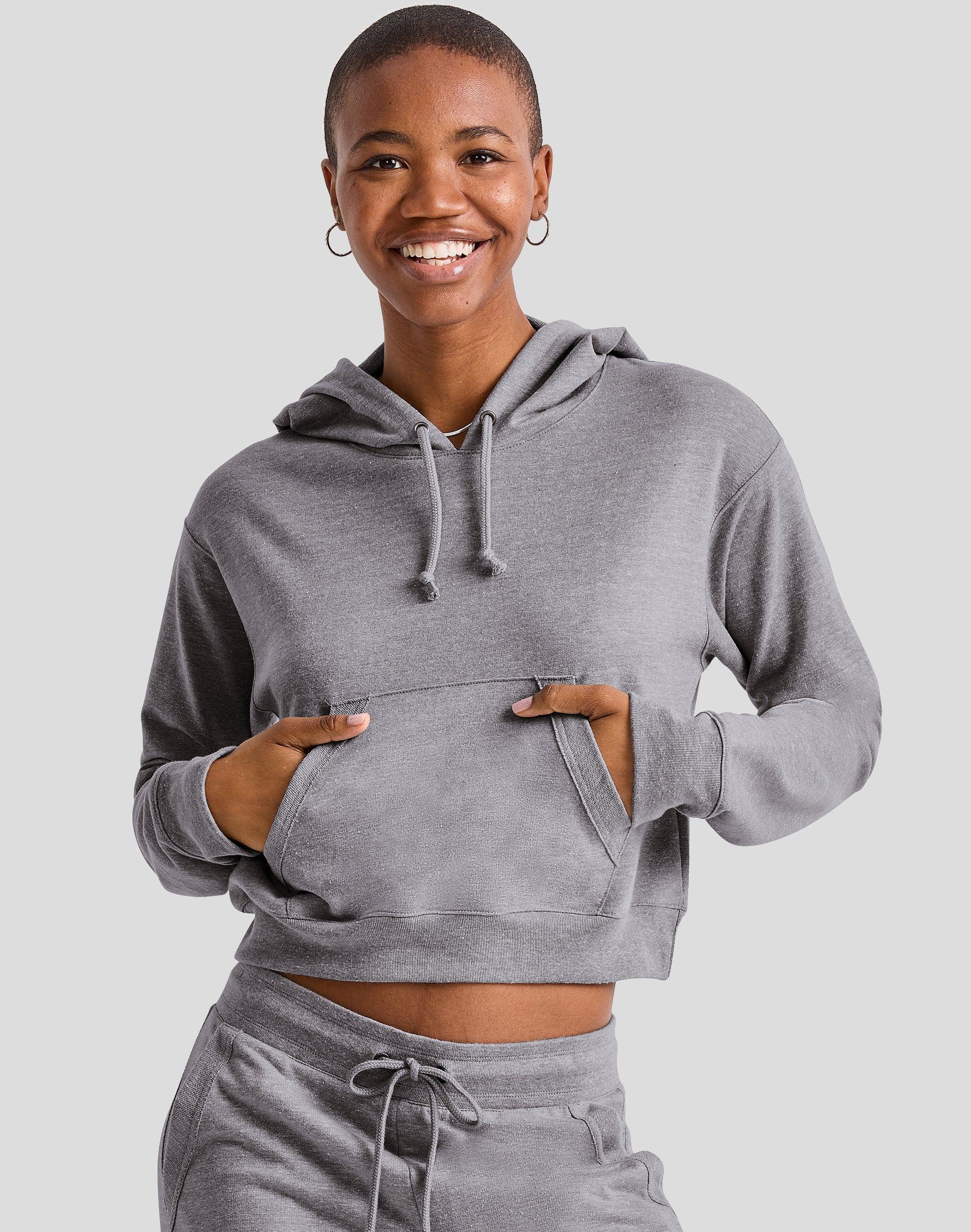 Womens Hanes Cropped Fleece Hoodie Product Image