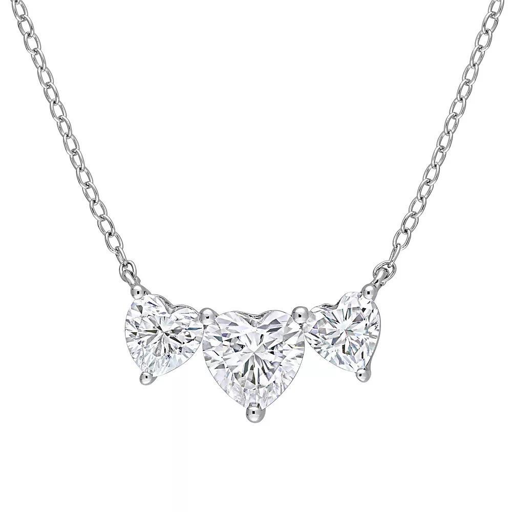 Stella Grace Sterling Silver 2 Carat T.W. Lab-Created Moissanite Triple Heart Necklace, Women's, Size: 17" Product Image