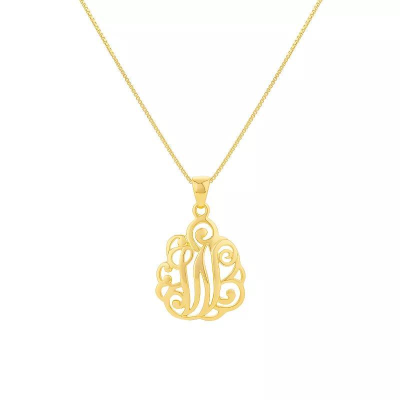 PRIMROSE Sterling Silver Monogram Initial Pendant Necklace, Women's, Size: 18", Gold Tone T Product Image