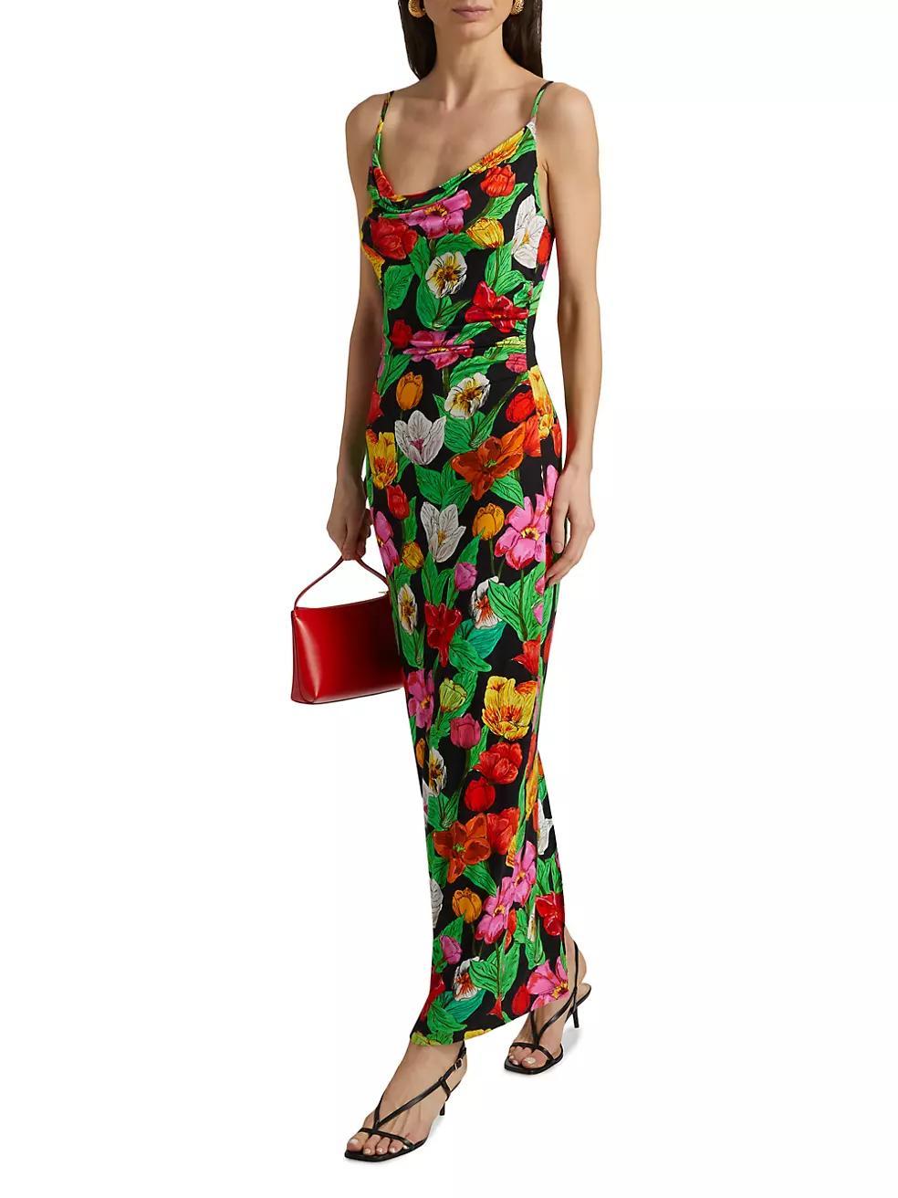 Tulip Rosette Cowlneck Cocktail Dress Product Image