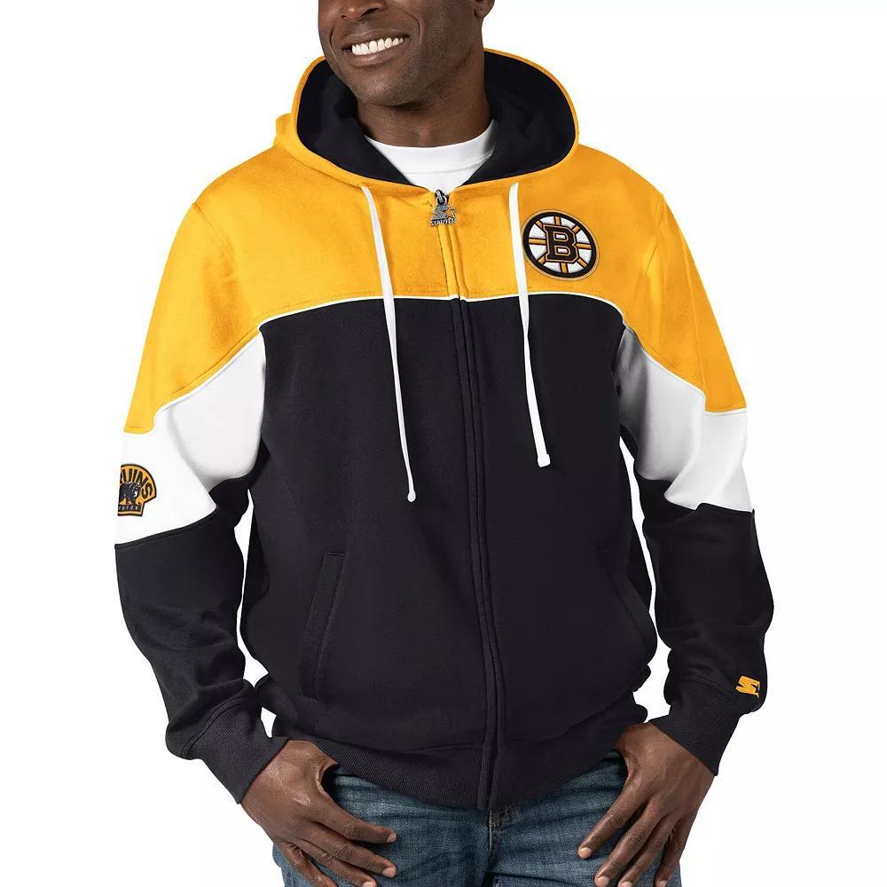 Men's Starter  Black/Gold Boston Bruins Power Forward Full-Zip Hoodie, Size: Small Product Image
