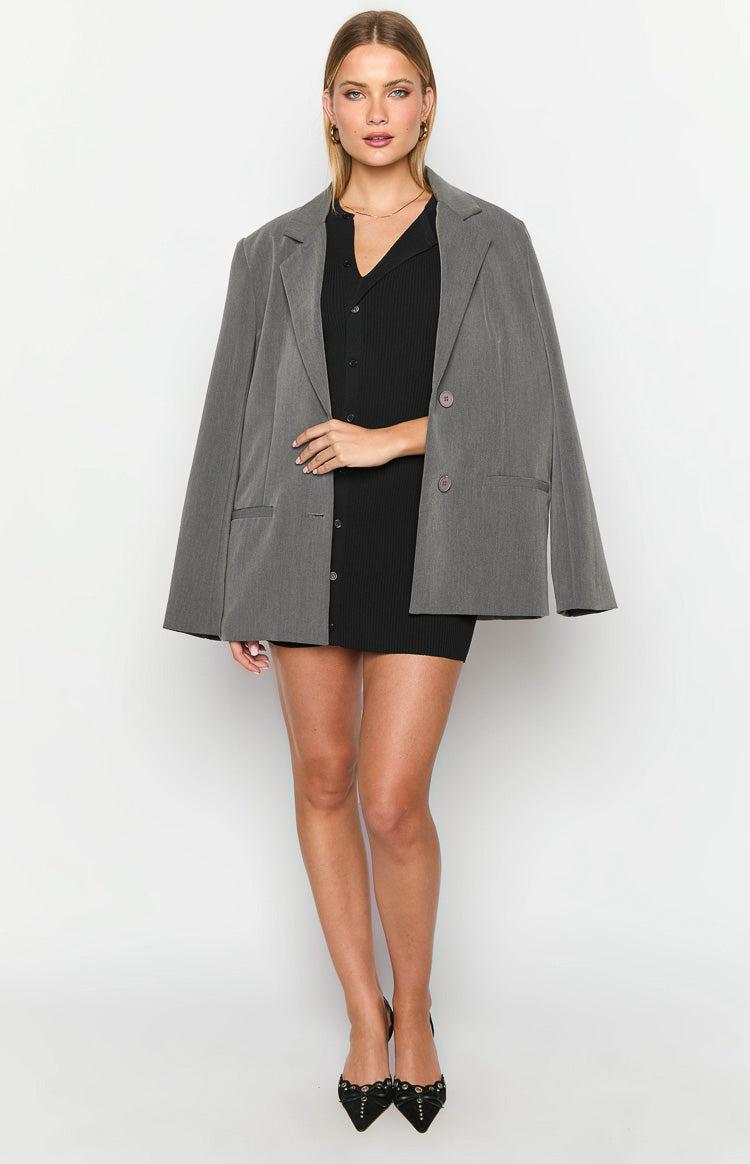 Lumi Black Button Up Mini Dress Product Image