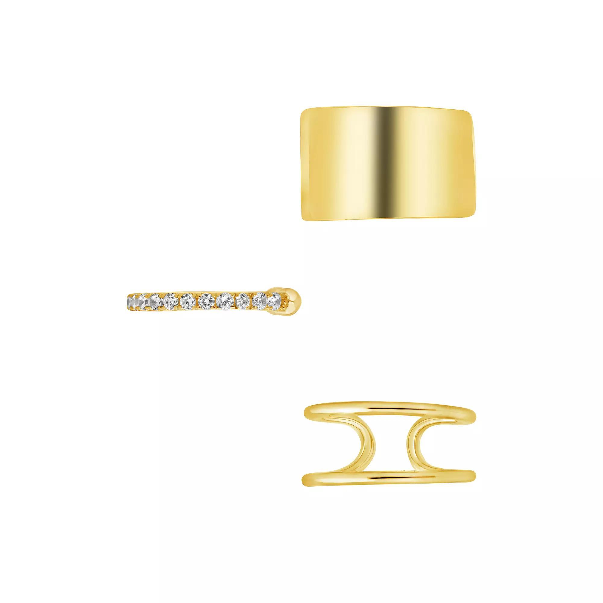 MC Collective Sterling Silver Simple Ear Cuff Set of 3, Womens, Gold Tone Product Image