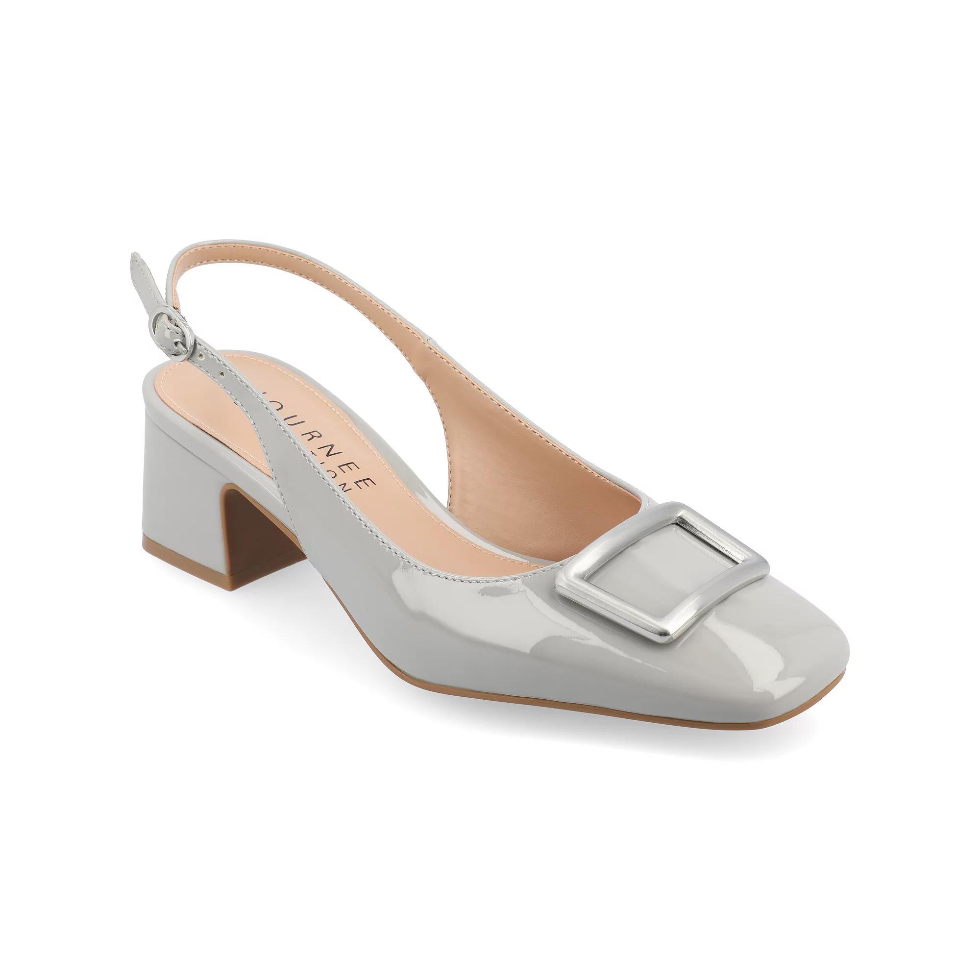 Journee Everlee Women's Tru Comfort Foam Sling Back Square Toe Pumps, Size: 11, Gray Product Image