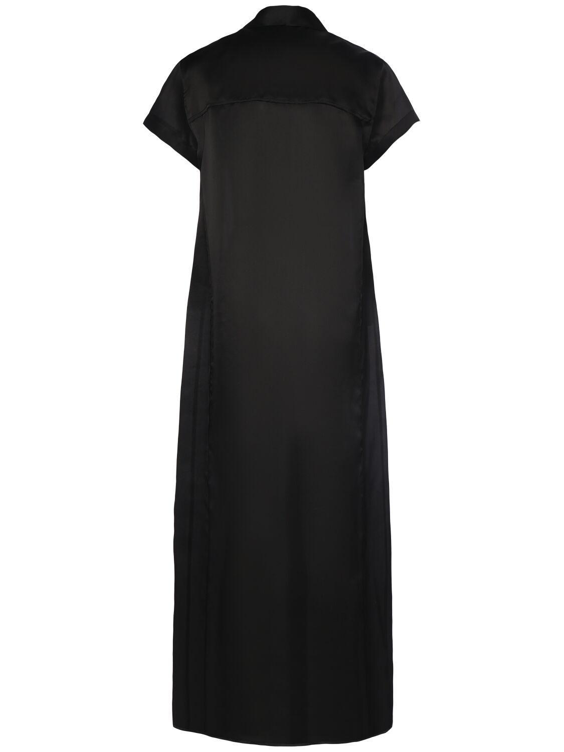 KHAITE Effy Silk And Cotton-blend Organza Midi Shirt Dress In Black Product Image