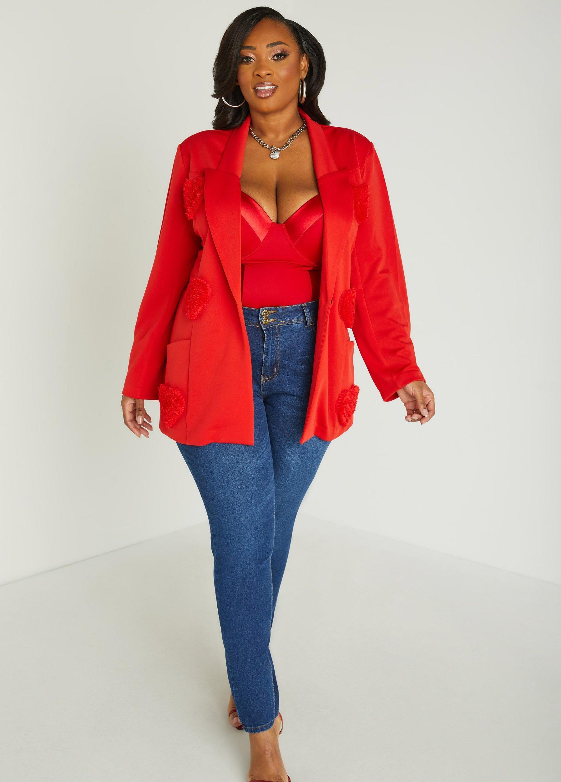 Plus Size Heart Embellished Blazer Ashley Stewart Product Image