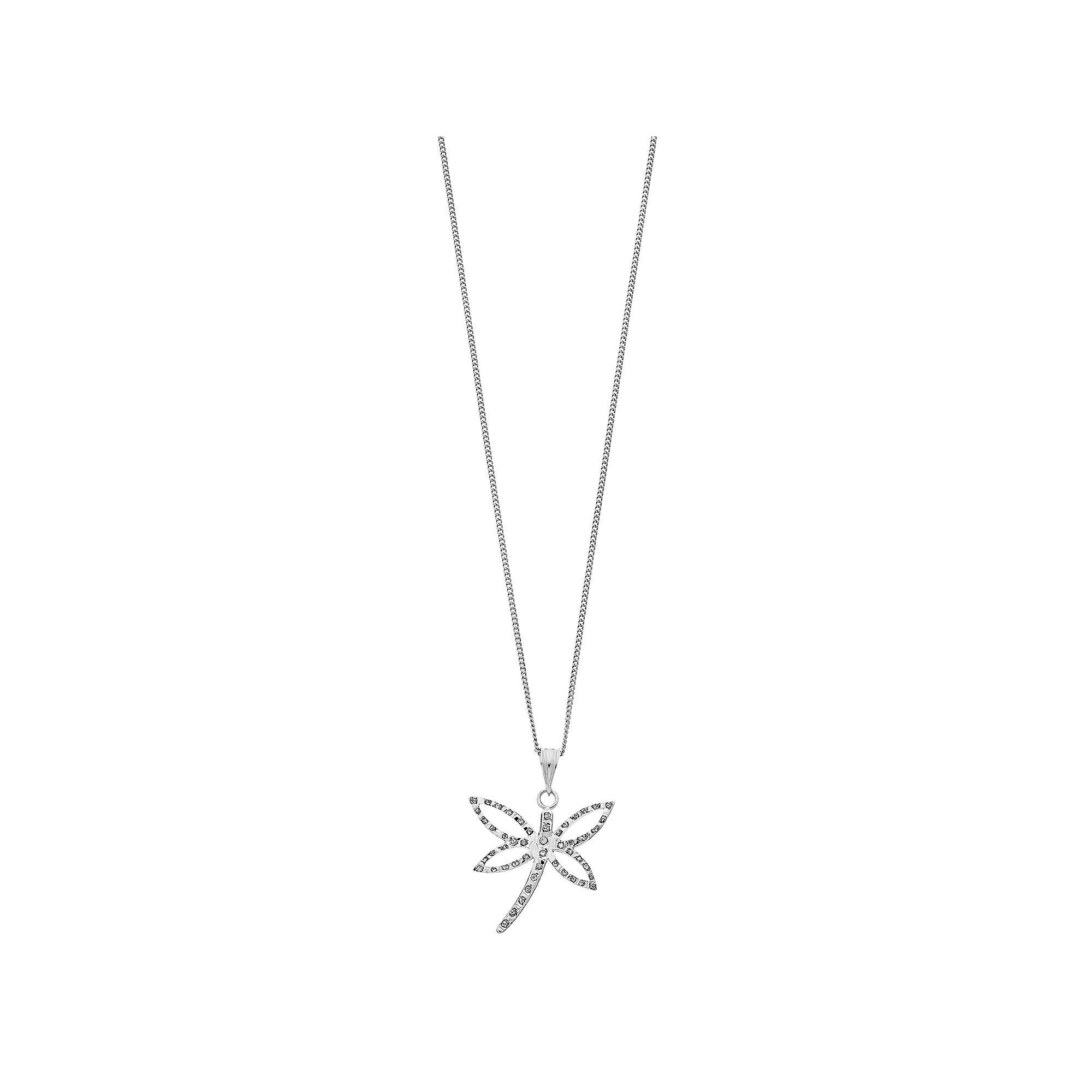 Diamond Mystique Sterling Silver Diamond Accent Dragonfly Pendant Necklace, Women's, Size: 18", White Over Silver Product Image