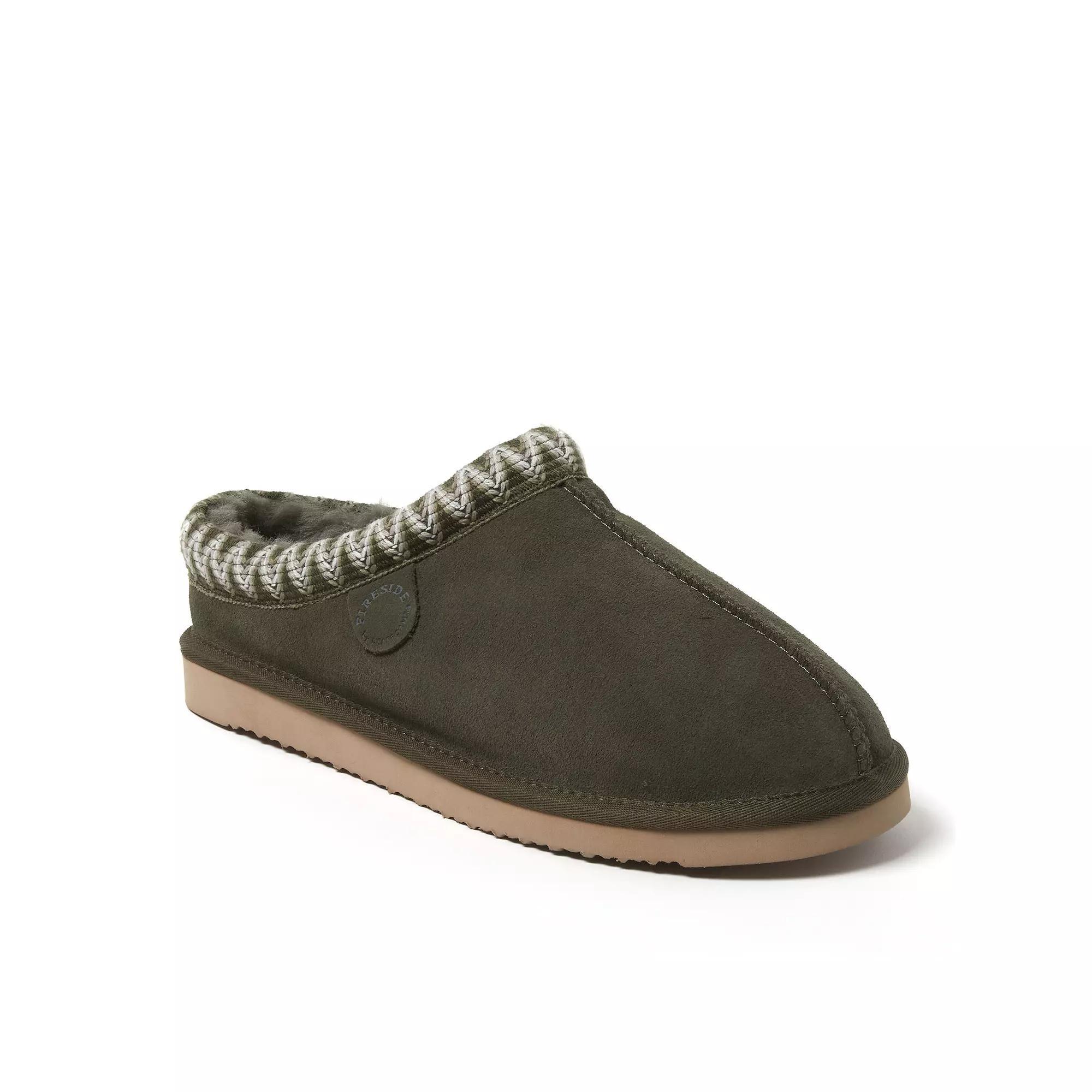 Men's Fireside by Dearfoams Grafton Genuine Shearling Clog With Taping Slippers, Size: 10, Loden Product Image